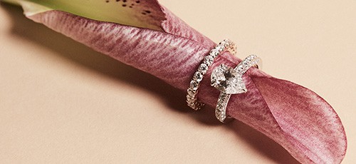 Pear Shape Engagement Ring and Eternity Band Facets Singapore