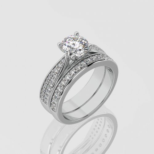 Round Brilliant Diamond on Stacked Pave Band | Facets Singapore