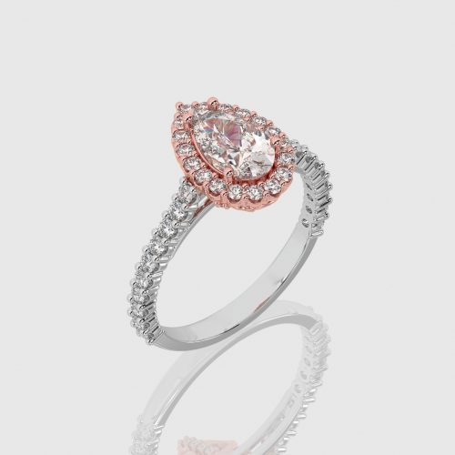 Rose and White Gold Pear Cut Engagement Ring | Facets Singapore