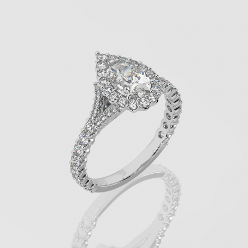 Pear Cut Engagement Ring with Halo | Facets Singapore
