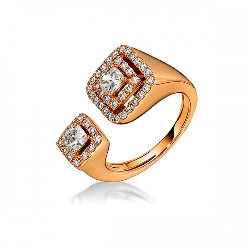 Rose Gold Cushion and Round Cut Ring | Facets Singapore