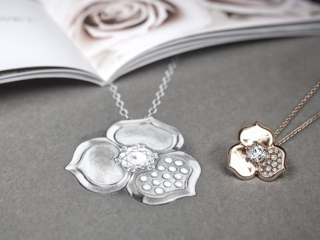 18K YG Pendant Design & Finished Product | Facets Singapore